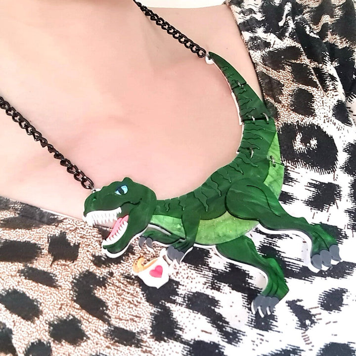 T Rex Dinosaur Statement Necklace by Cherryloco Jewellery 5