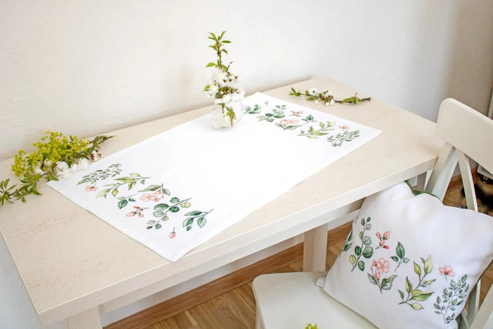 Leaves and flowers FM019L Table Cloth Counted Cross-Stitch Kit