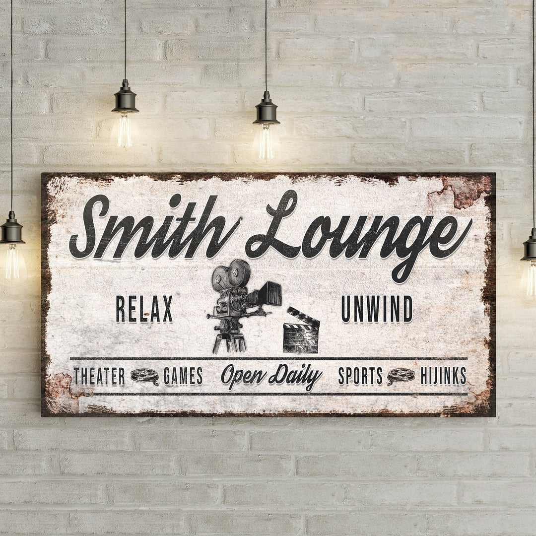 Relax Unwind Theatre Lounge Sign