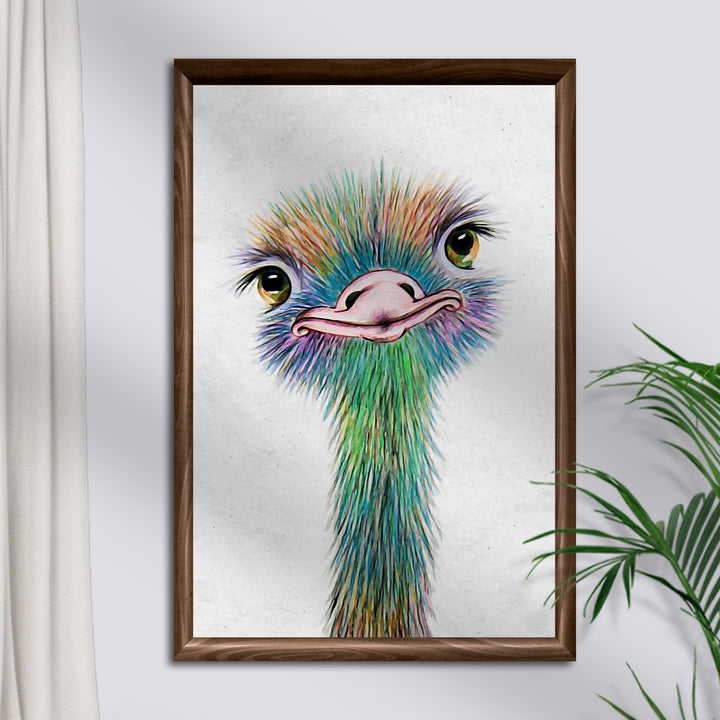 Watercolor Ostrich Canvas Wall Art II
