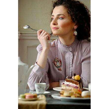 Teapot Clock Brooch by LaliBlue - Quirks!