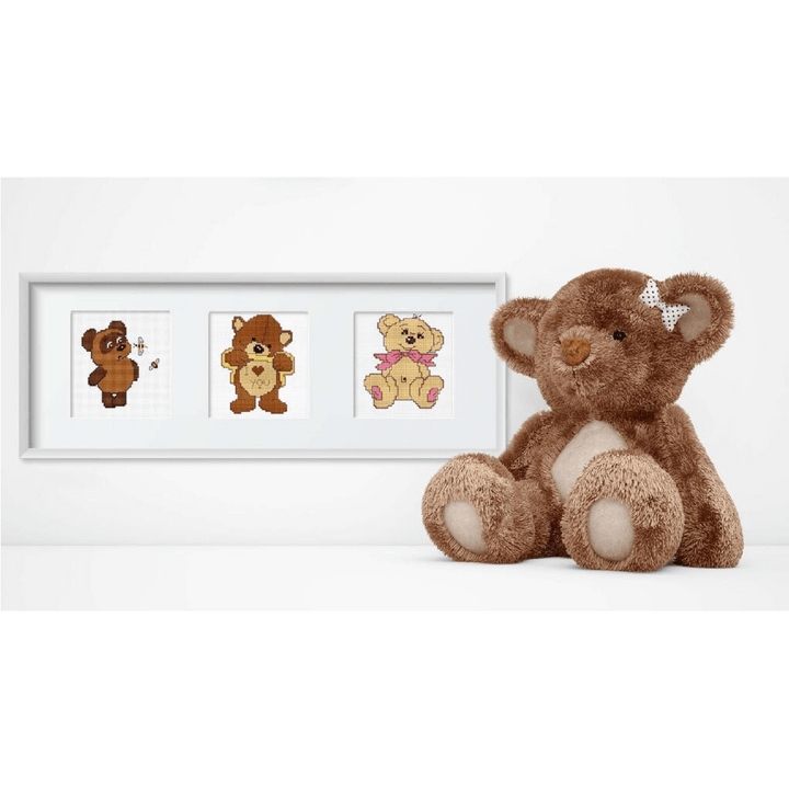 Teddy Bears Set M02L Counted Cross-Stitch Kit for Beginners