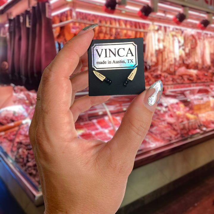 Teeny Tiny 1/2" Chef's Knife Earrings in Gold