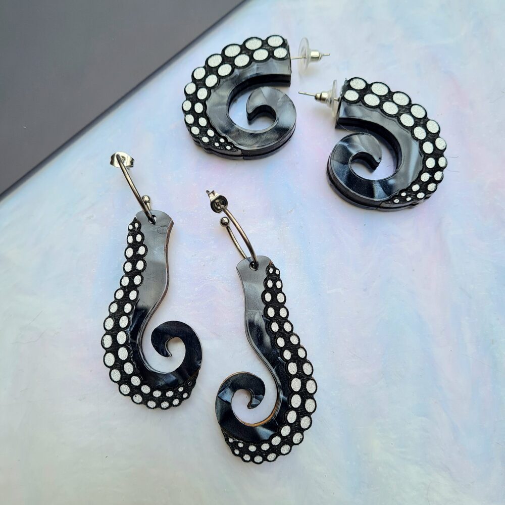Tentacle Dangle Earrings by Cherryloco Jewellery 2