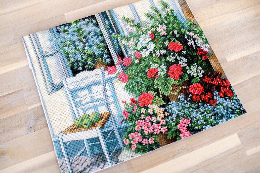 Terrace with Flowers BU4017L Counted Cross-Stitch Kit