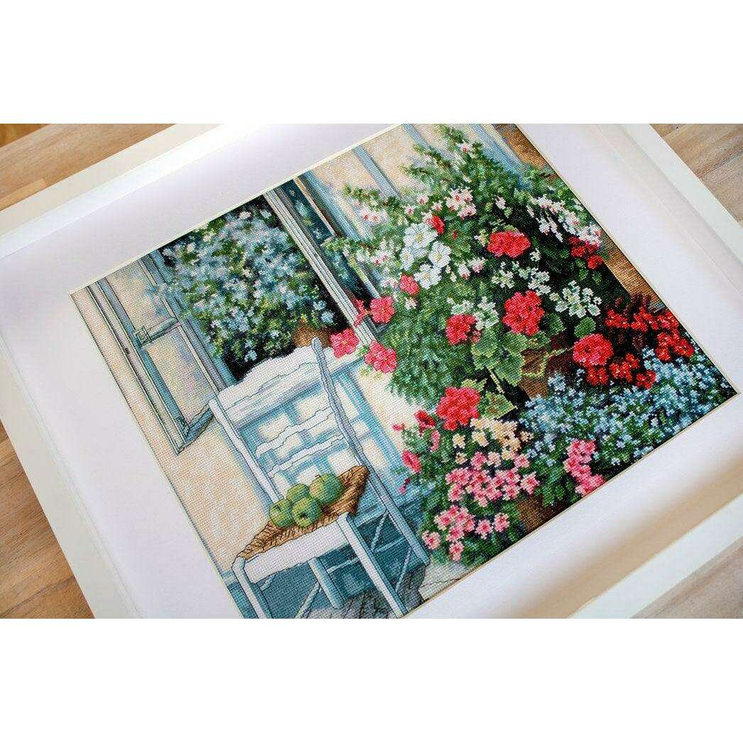 Terrace with Flowers BU4017L Counted Cross-Stitch Kit
