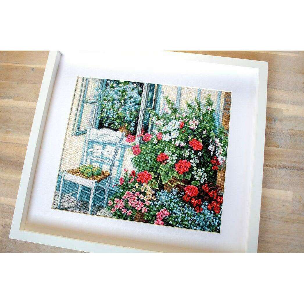 Terrace with Flowers BU4017L Counted Cross-Stitch Kit