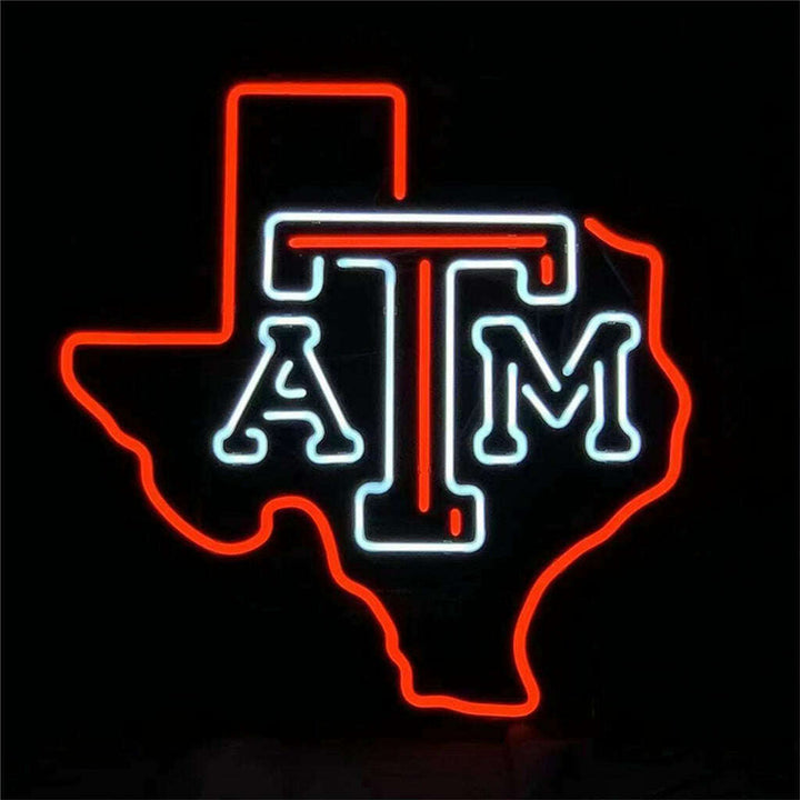 Texas Map with ATM Neon Signs Light