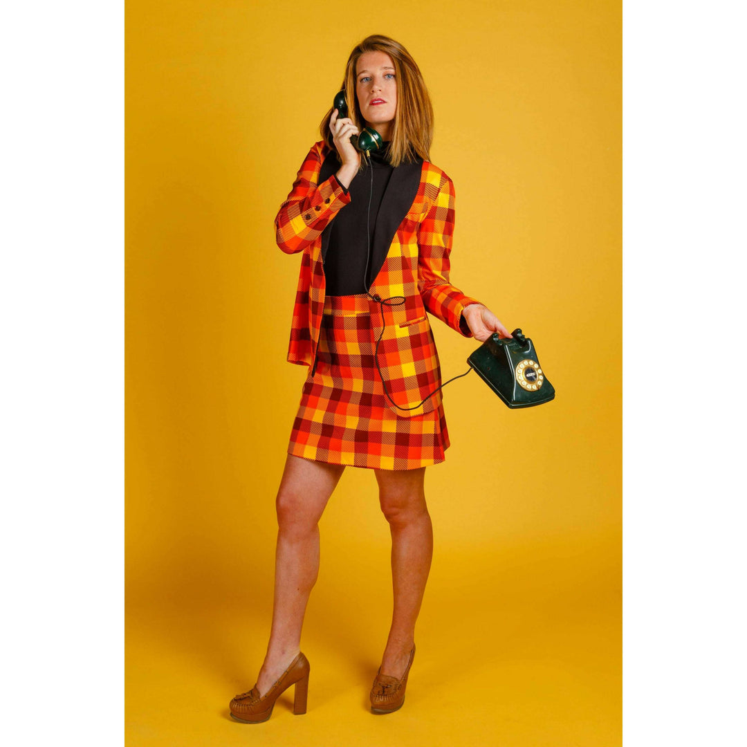 That 70s Suit | Womens Orange Plaid Thanksgiving Suit