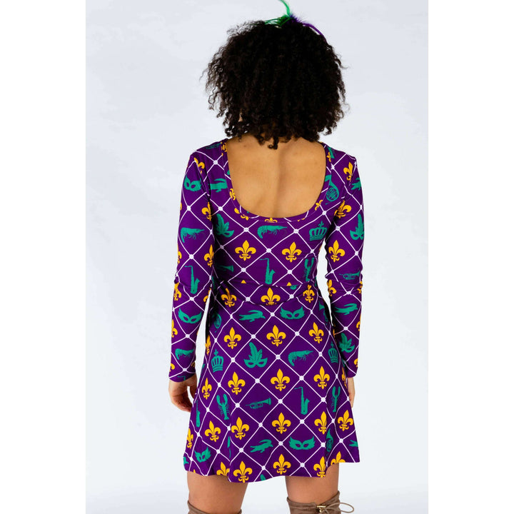The Bourbon St. Special | Mardi Gras Printed Skater Dress
