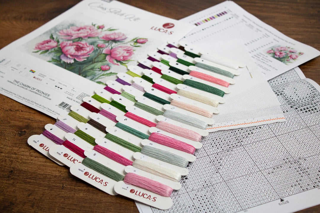 The Charm of Peonies b7019l Counted Cross-Stitch Kit