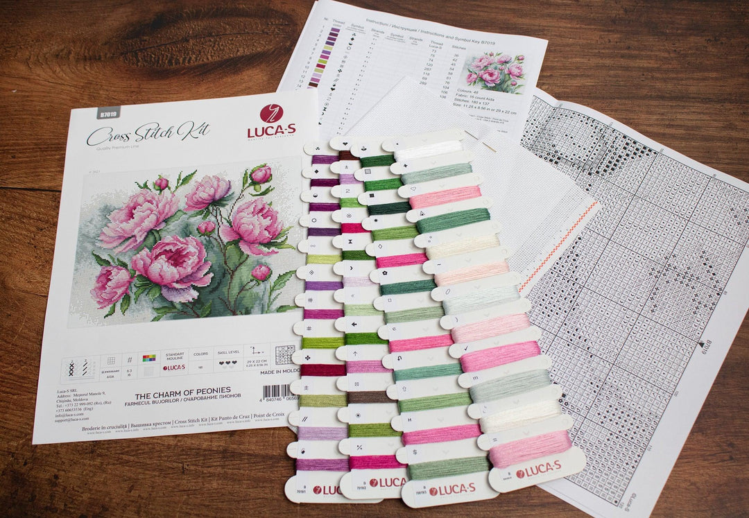 The Charm of Peonies b7019l Counted Cross-Stitch Kit