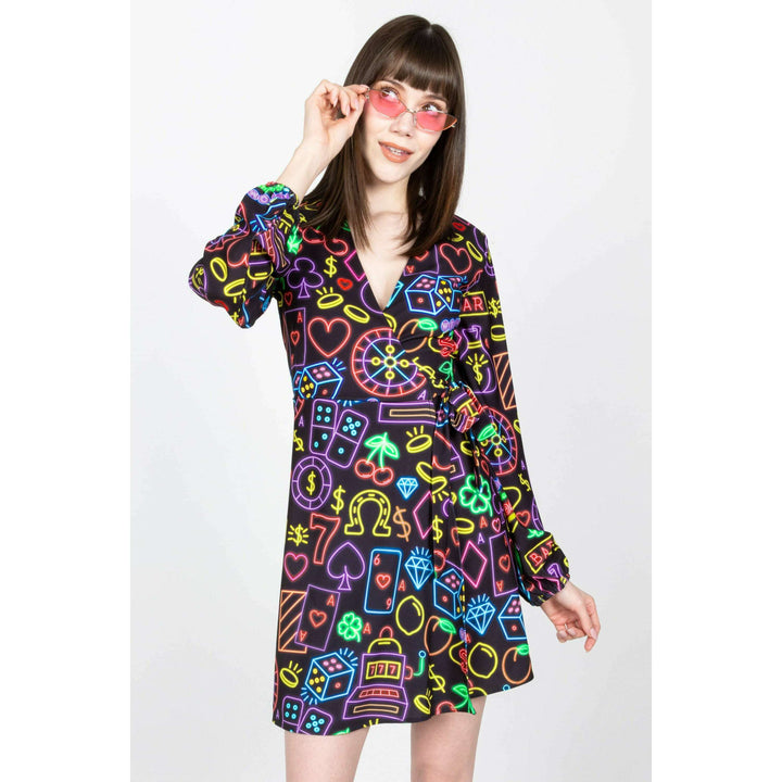 The Crown Casino | Neon Vegas Lights Wrap Dress