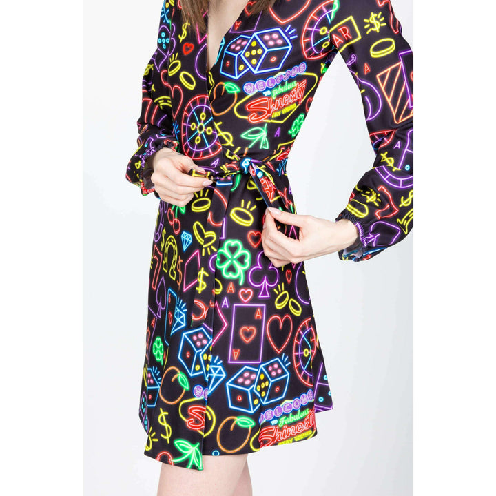 The Crown Casino | Neon Vegas Lights Wrap Dress