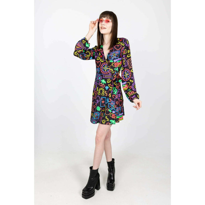 The Crown Casino | Neon Vegas Lights Wrap Dress