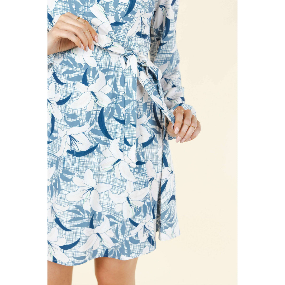 The Gilded Lily | Crosshatch Lilies Wrap Dress