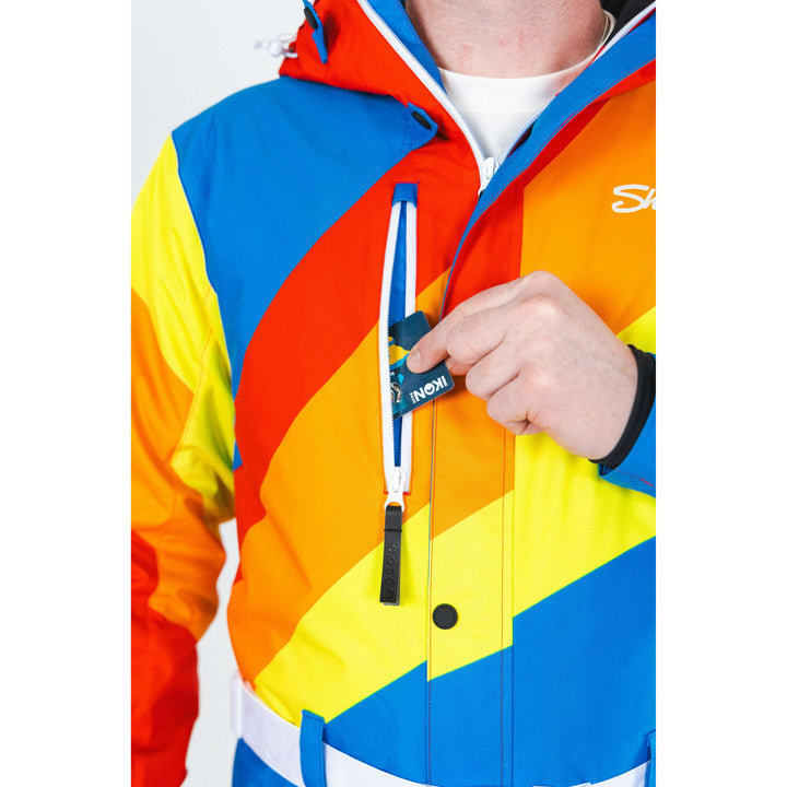 The Groovy Gondola | Orange Retro Swirl One Piece Ski Suit