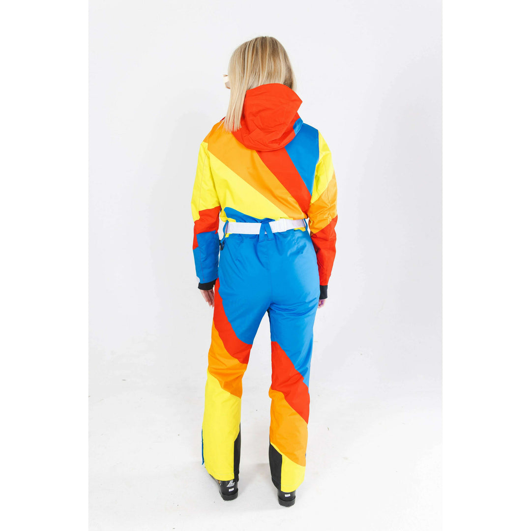 The Groovy Gondola | Orange Retro Swirl Women's One Piece Ski Suit