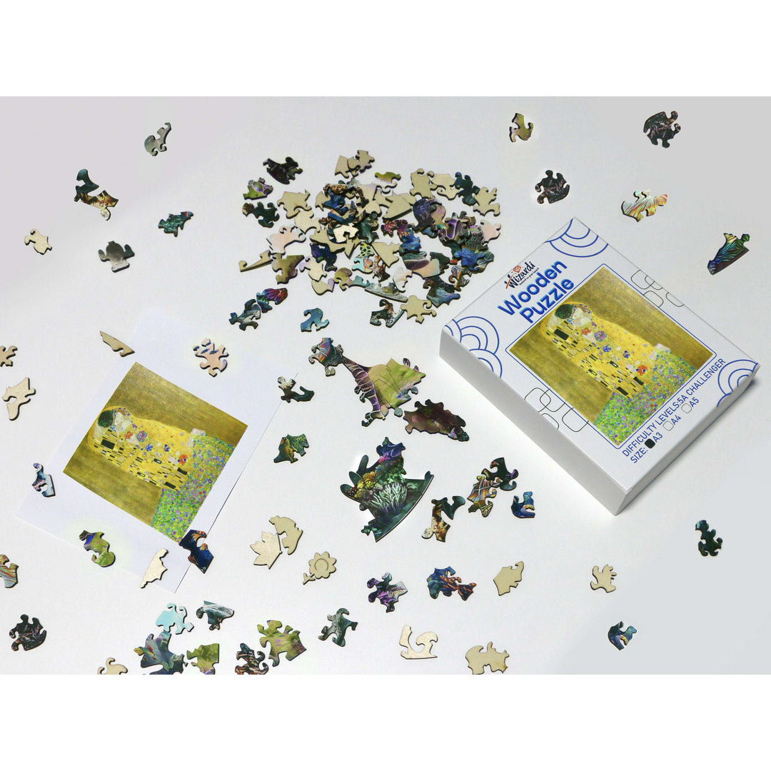 The Kiss after Gustav Klimt - Jigsaw Wooden Puzzle by Wizardi F07N9-7