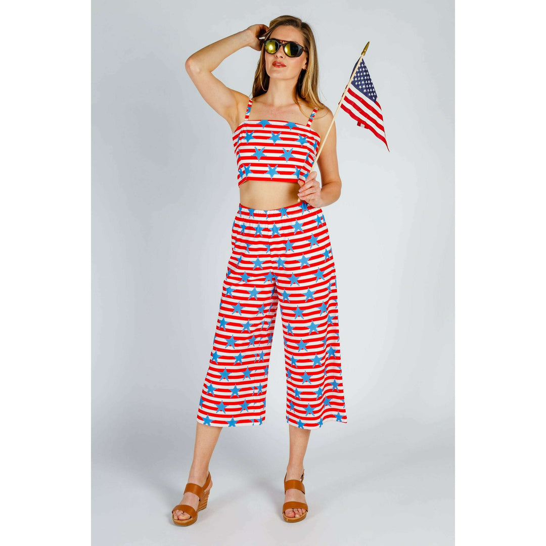 The Naughtycal Lady | USA Big Knit Printed Culotte Pants