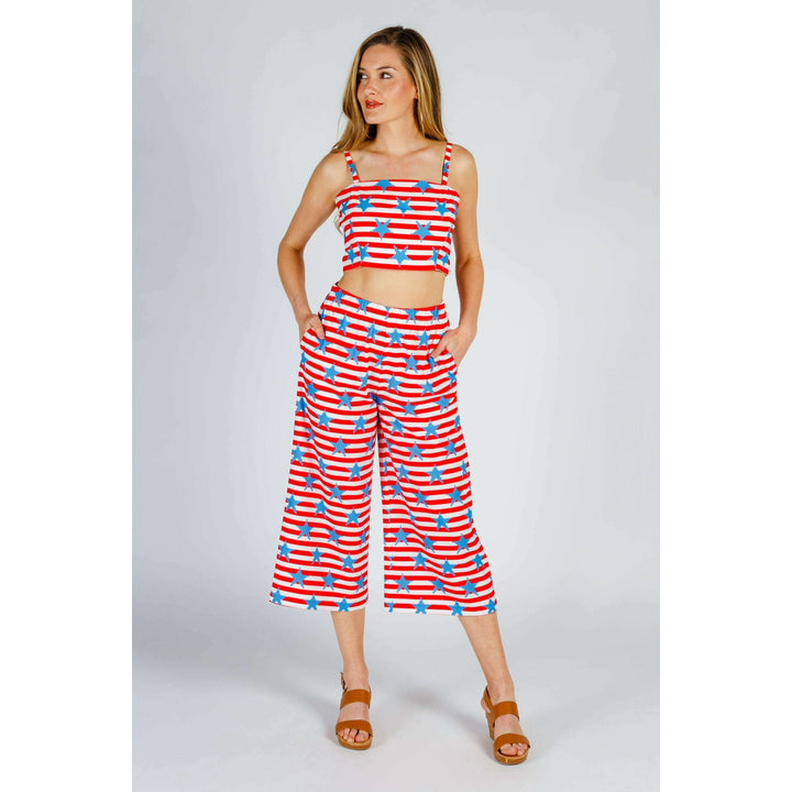 The Naughtycal Lady | USA Big Knit Printed Culotte Pants