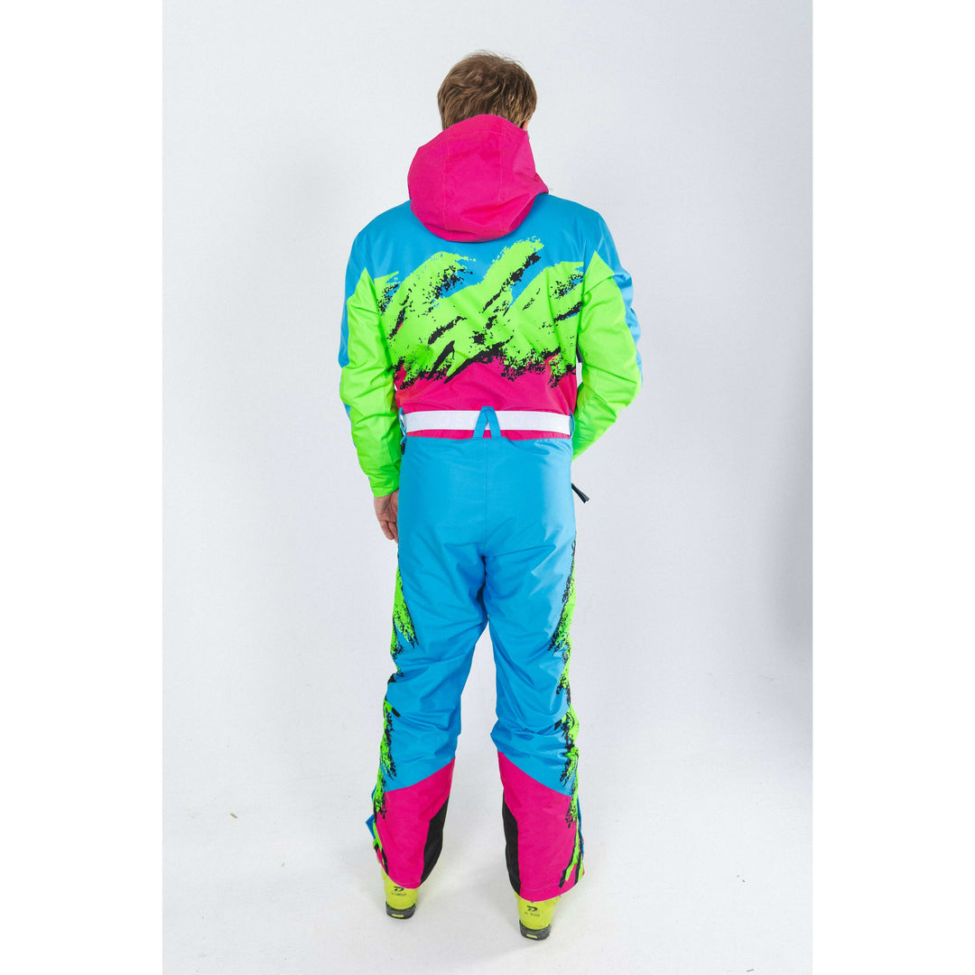 The Park Rat | Men's Neon Spray Design Retro One Piece Ski Suit