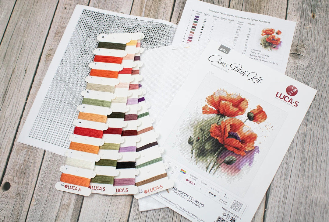 The Poppy Flowers B7024L Counted Cross-Stitch Kit