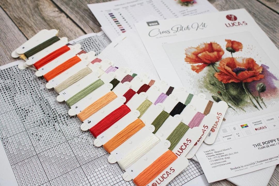 The Poppy Flowers B7024L Counted Cross-Stitch Kit