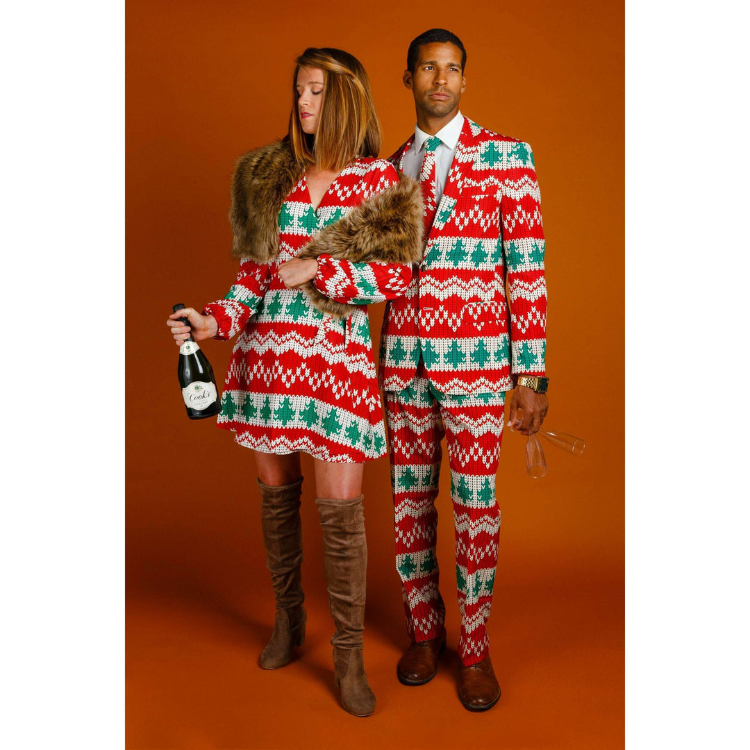 The Red Ryder | Knit Print Christmas Wrap Dress