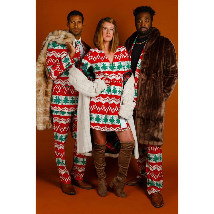 The Red Ryder | Knit Print Christmas Wrap Dress
