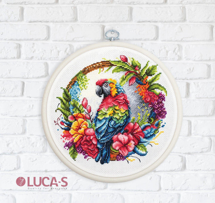 The Tropical Parrot BC201L Counted Cross-Stitch Kit