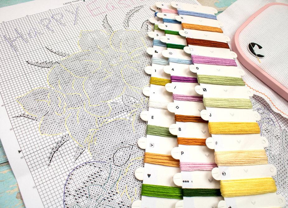 Three Chicks with Daffodils and Egg L8059 Counted Cross Stitch Kit