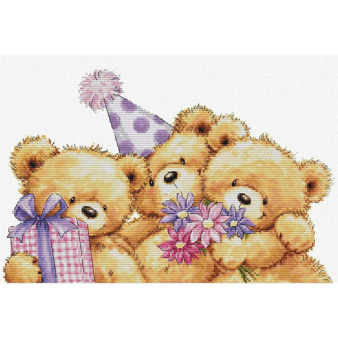 Three Party Bears B1411L Counted Cross-Stitch Kit