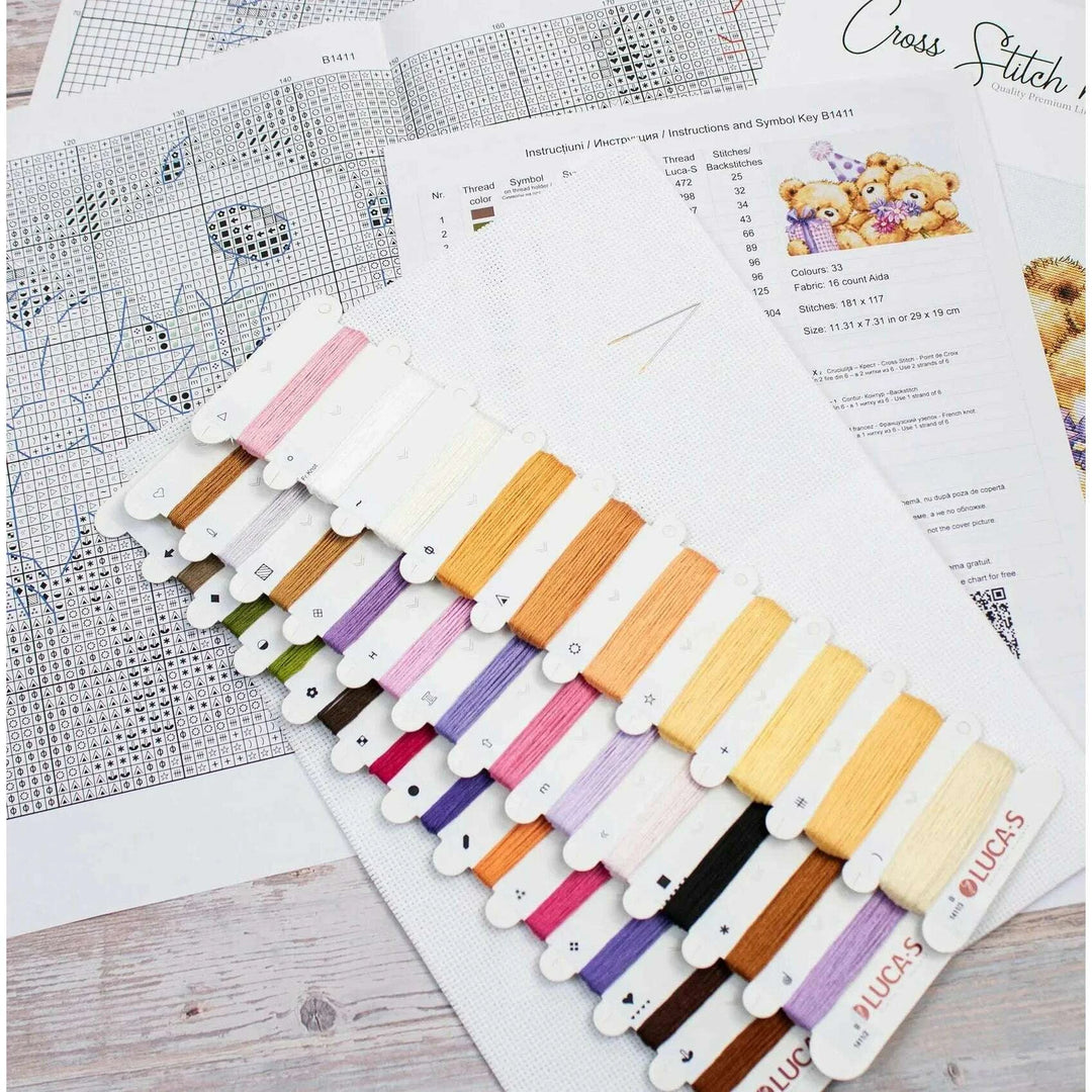 Three Party Bears B1411L Counted Cross-Stitch Kit
