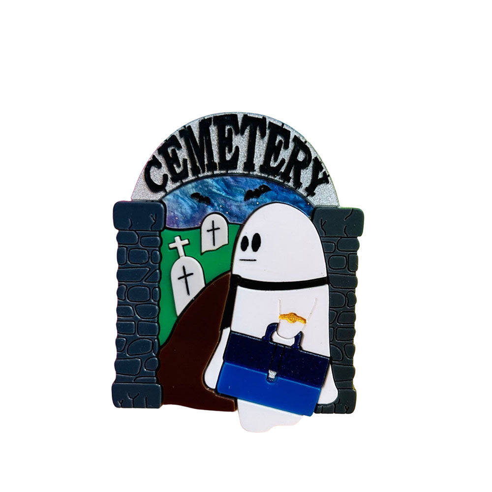 Time To Go To Work Acrylic Brooch by Makokot Design