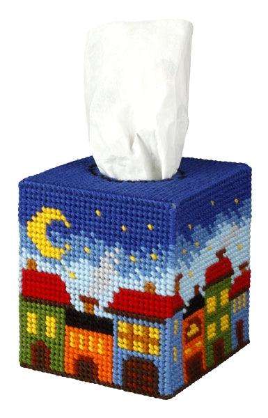 Tissue box cover - needlepoint (halfstitch) kit "City at night" 5103