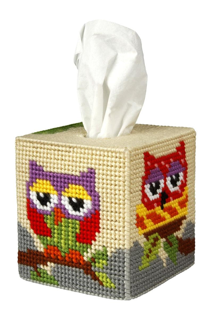 Tissue box cover - needlepoint (halfstitch) kit "Owl" 5100