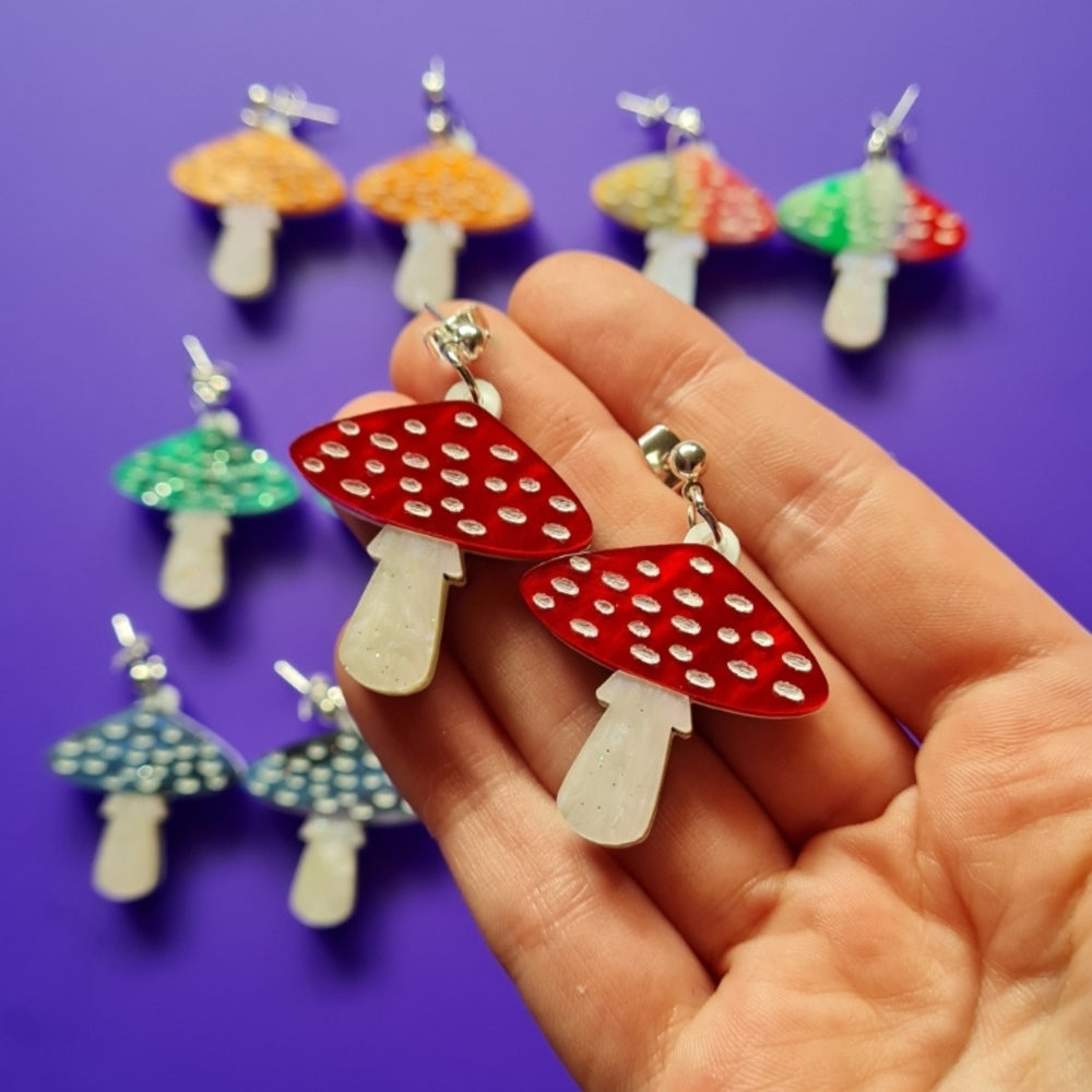 Toadstool Mushroom Earrings by Cherryloco Jewellery 3