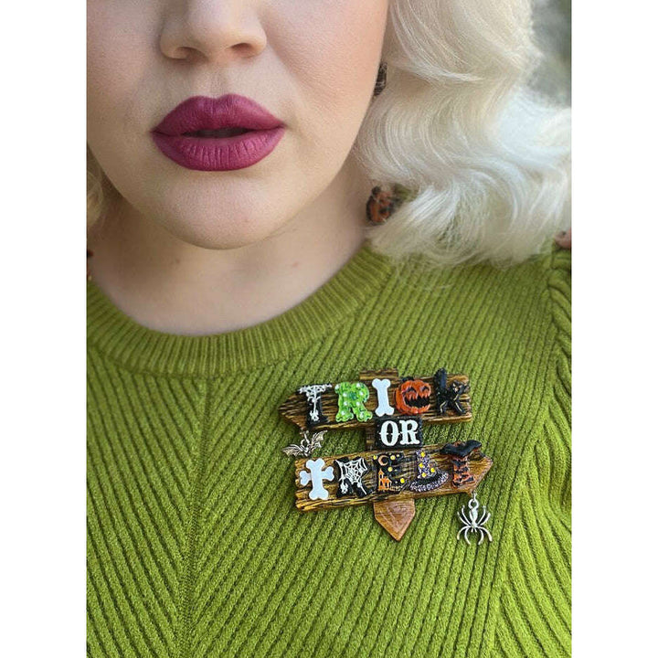 Trick or Treat Halloween Brooch by Lipstick & Chrome – view 4