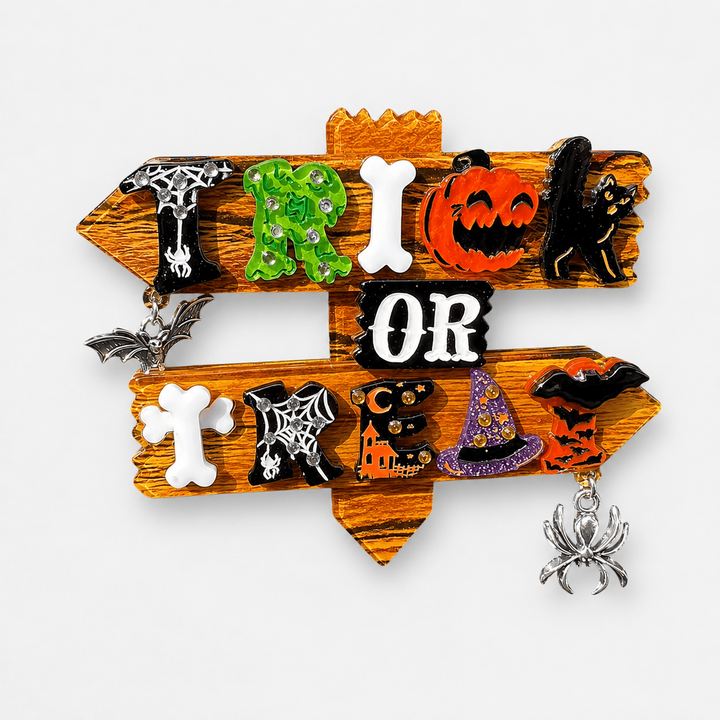 Trick or Treat Halloween Brooch by Lipstick & Chrome