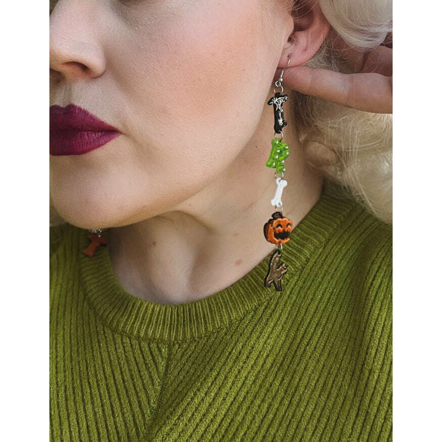 Trick or Treat Halloween Earrings by Lipstick & Chrome – view 6