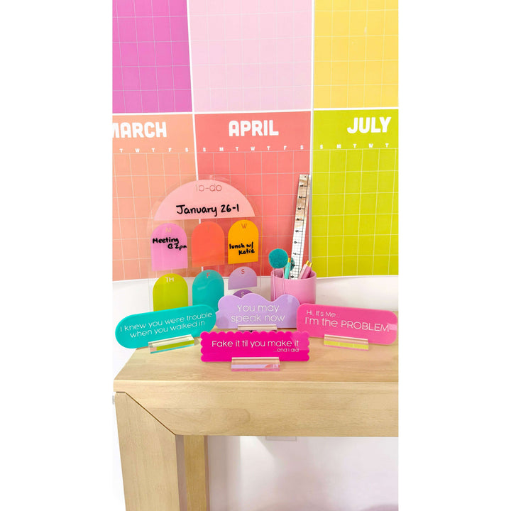 Trouble acrylic desk name plate