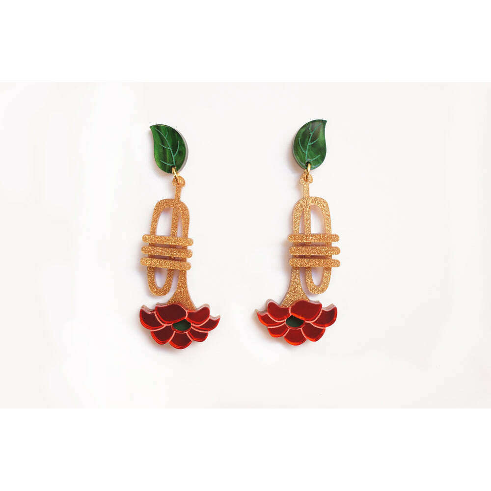 Trumpet with flower earrings by Laliblue 4