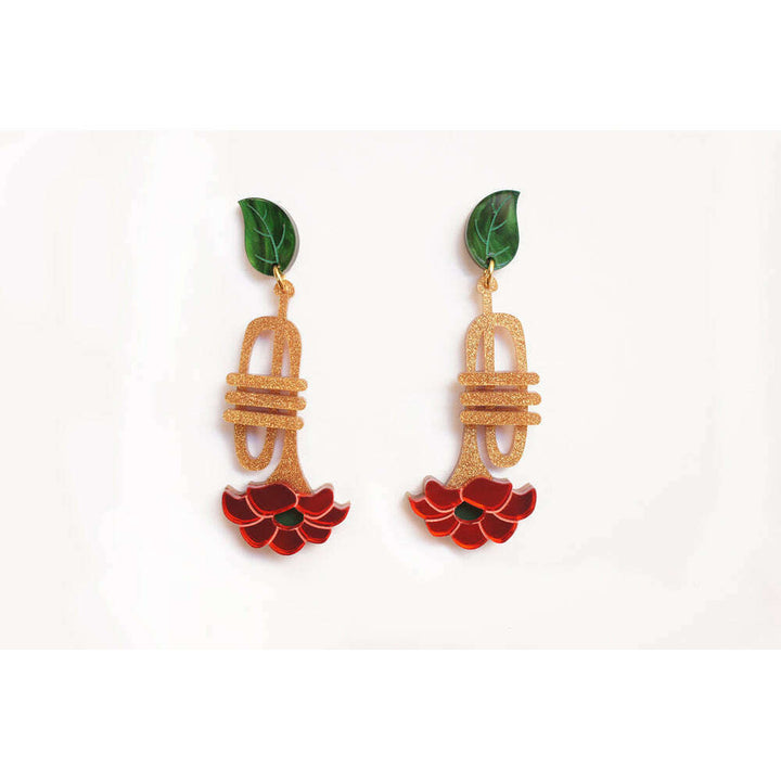 Trumpet with flower earrings by Laliblue 4
