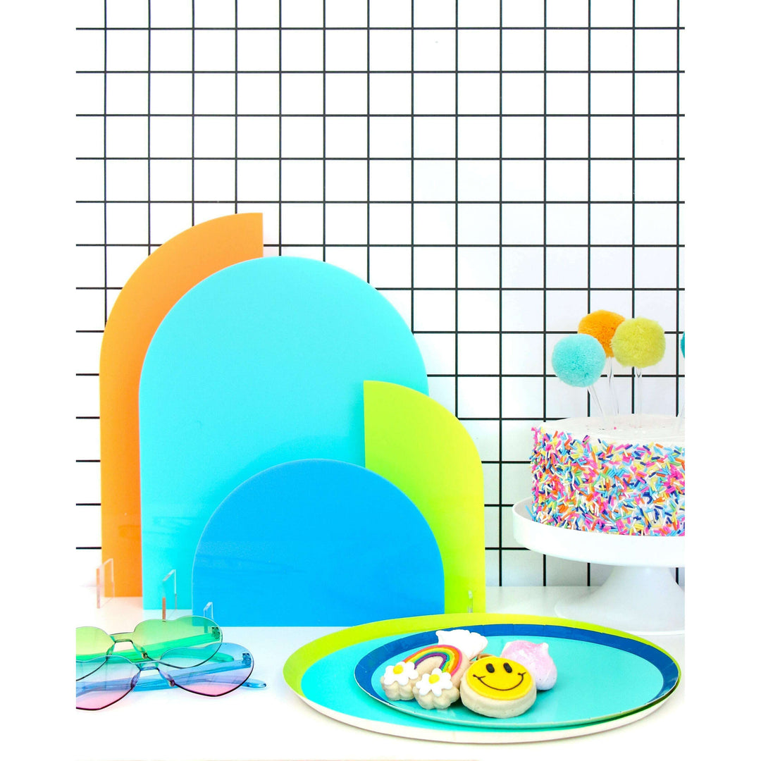 Turquoise, Orange, and Lime Acrylic Party Decor Stands