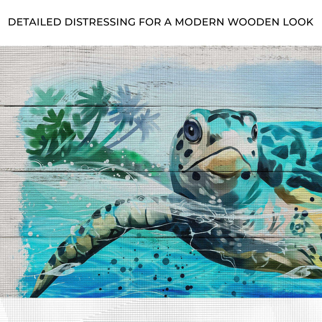Turtle Oasis Watercolor Canvas Wall Art
