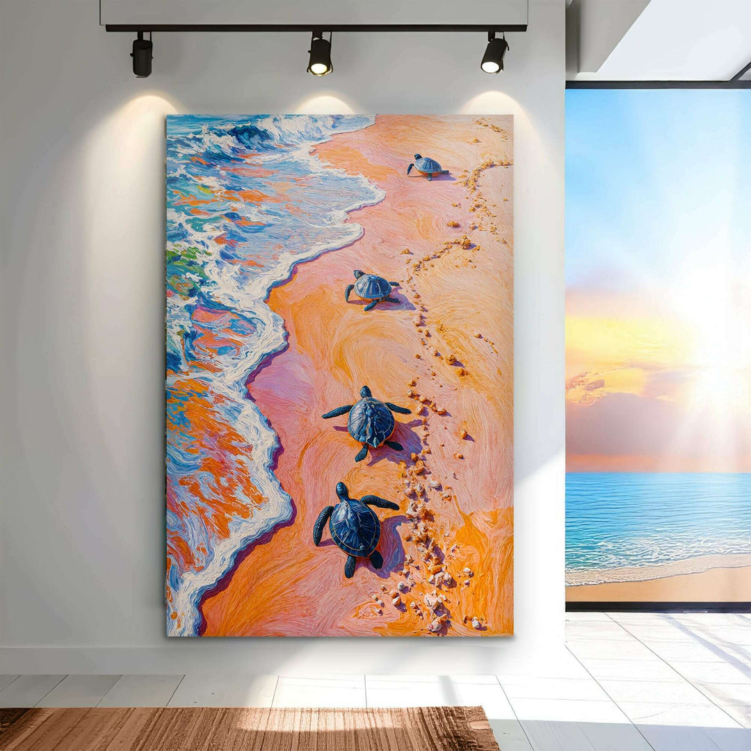 Turtles' Journey To The Sea Wall Art