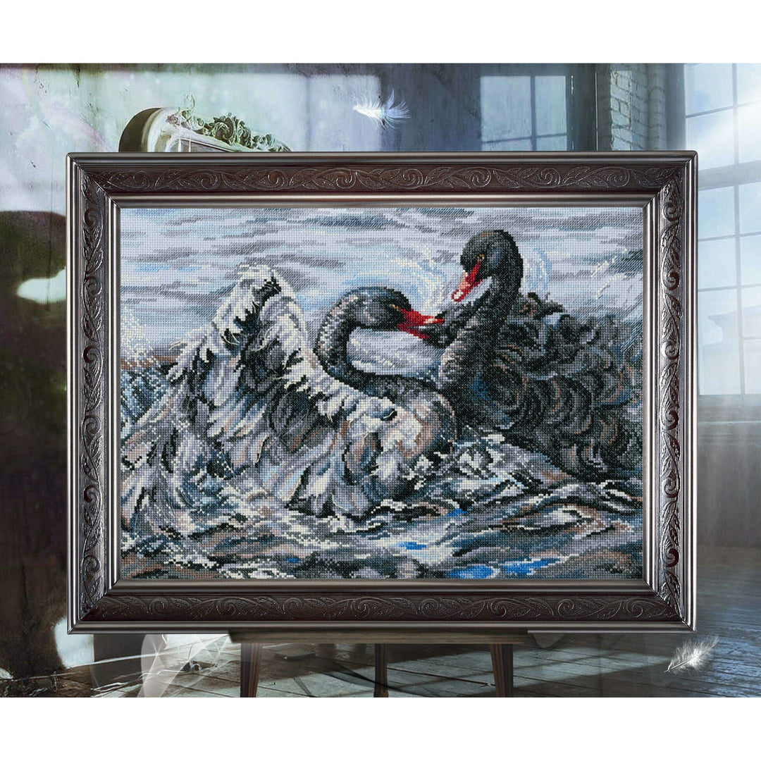 Two black swans M557 Counted Cross Stitch Kit