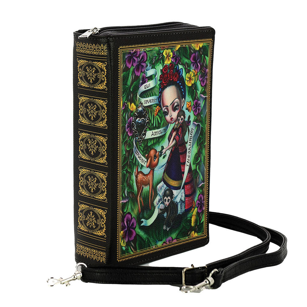 Unibrow Girl Book Clutch Bag In Vinyl by Book Bags