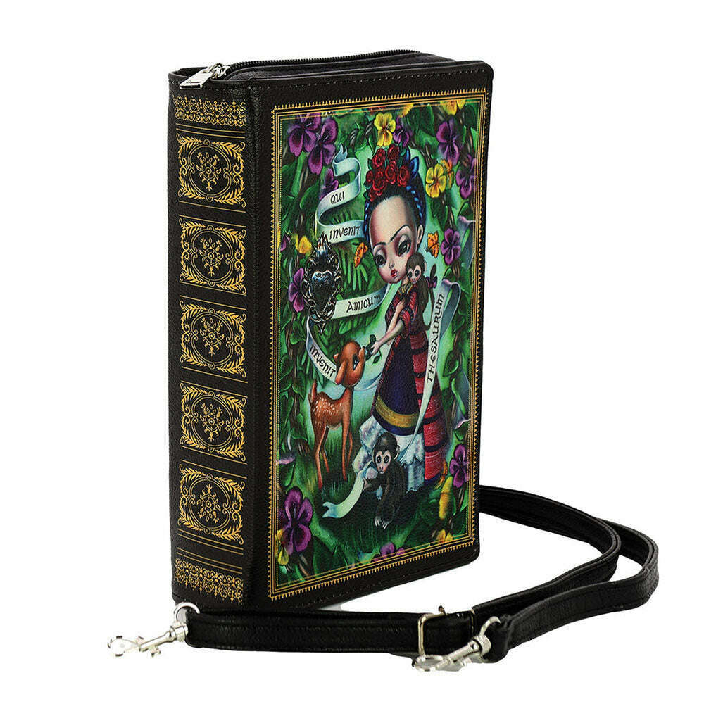Unibrow Girl Book Clutch Bag In Vinyl by Book Bags